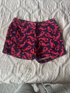 J. Crew Factory Navy Blue Shorts with Red Lobster Print